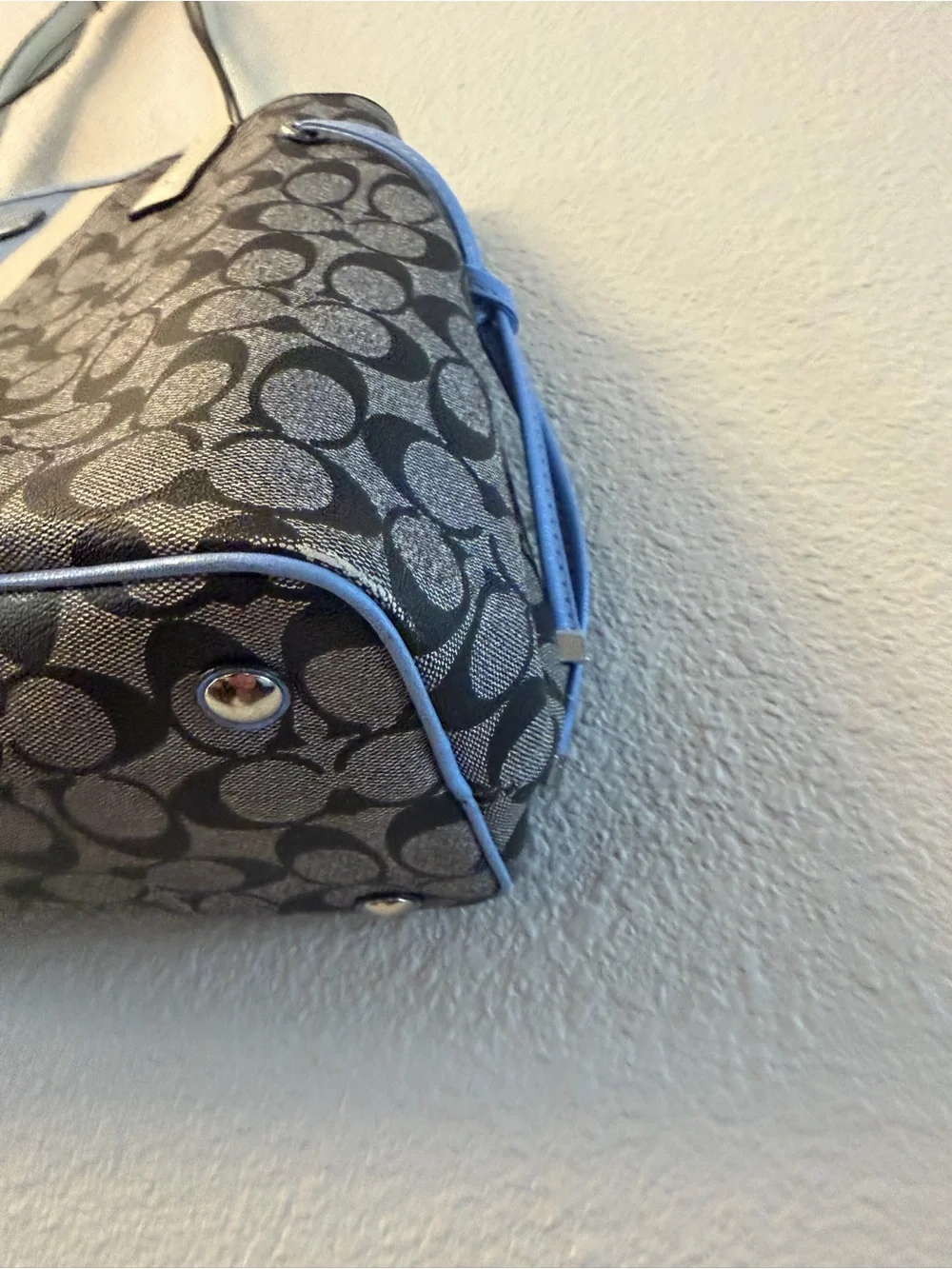 COACH F23049 Signature Stripe PVC Large Carryall Tote Bag